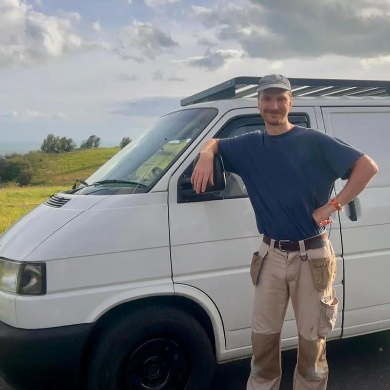 Harry Pearce with his van